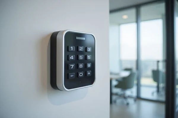 Keypad access control system mounted on office wall – commercial locksmith Umhlanga
